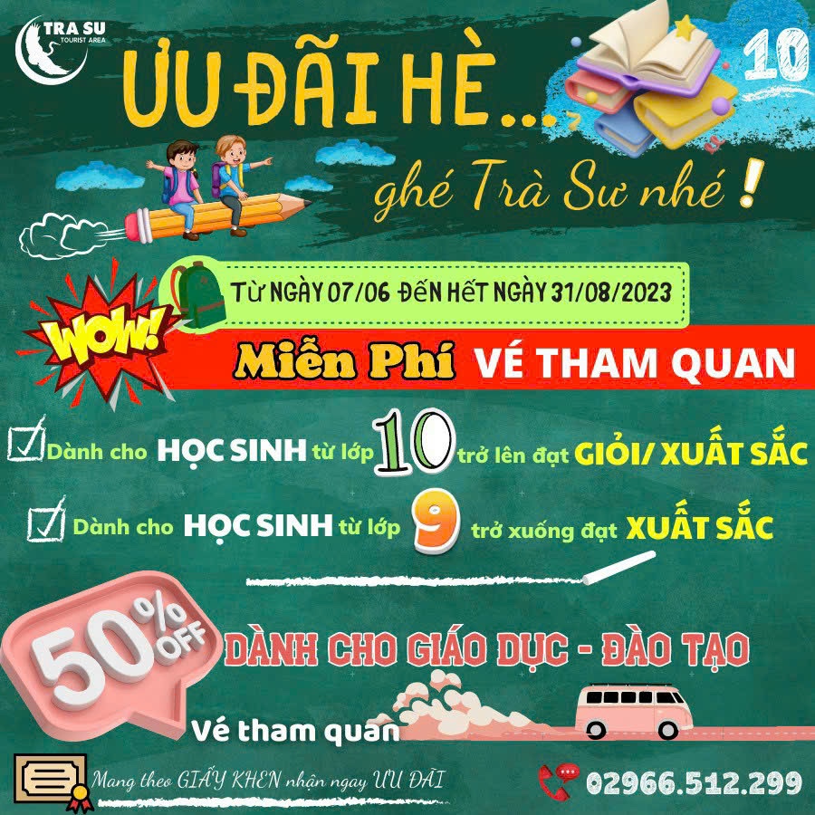 Thông báo chính sách ưu đãi học sinh, sinh viên và giáo viên tham quan mùa hè.